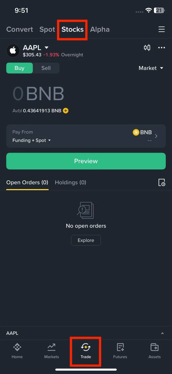 Binance Stocks xidmətinin rəsmi təqdimat ekranı